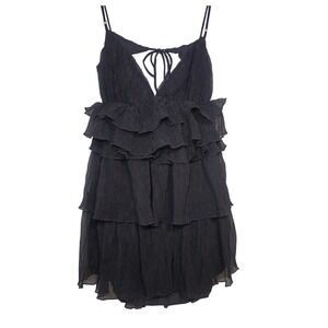 LE LIS Black Ruffle Tiered Mini Dress Cocktail Party Christmas Size M NWT
